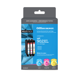 Office Depot Brand Remanufactured High-Yield Cyan, Magenta, Yellow Ink Cartridge Replacement For HP 902XL, Pack Of 3