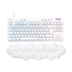 Logitech G713 Wired Gaming Keyboard, Clicky Switches (GX Blue), and Keyboard Palm Rest, White Mist - Keyboard - tenkeyless - backlit - USB - key switch: GX Blue Clicky