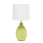 Creekwood Home Essentix Ceramic Textured Thumbprint Tear Drop-Shaped Table Lamp, 14-3/16, White Shade/Green Base