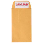 JAM Paper Coin Envelopes, #3, Peel & Seal, Brown, Pack Of 50 Envelopes