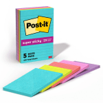 Post-it Super Sticky Notes, 4 in x 6 in, 5 Pads, 90 Sheets/Pad, Lined, 2x the Sticking Power, Back to School Supplies for Students, Sticky Notes for Textbooks and Notebooks, Supernova Neons Collection