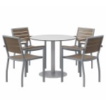 KFI Studios Eveleen 5-Piece Outdoor Patio Set, 45-5/8inH x 30inW x 30inD, Silver/Mocha Chairs, Gray/Silver Table