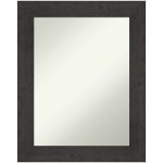 Amanti Art Non-Beveled Rectangle Framed Bathroom Wall Mirror, 29-1/2in x 23-1/2in, Rustic Plank Espresso