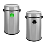 Alpine Industries Stainless Steel Indoor Compost And Trash Bins With Swivel Lids, 17 Gallons, Silver, Pack Of 2 Bins