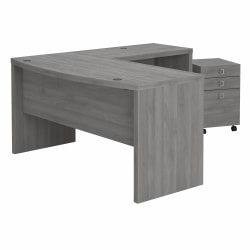 Office Star Baton Rouge Work Smart Sit-To-Stand 60inW L-Computer Desk, Brushed Walnut