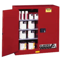 Safety Cabinets for Combustibles, Manual-Closing Cabinet, 40 Gallon, Red