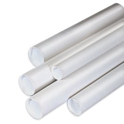 Partners Brand White Mailing Tubes With Plastic Endcaps, 3in x 15in, 80% Recycled, Pack Of 24