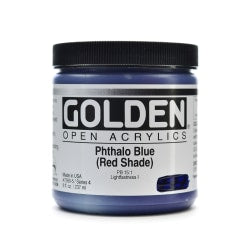 Golden OPEN Acrylic Paint, 8 Oz Jar, Phthalo Blue (Green Shade)