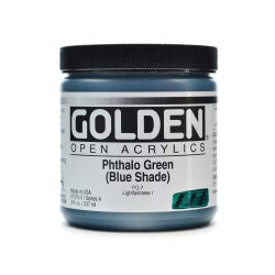 Golden OPEN Acrylic Paint, 8 Oz Jar, Phthalo Blue (Red Shade)