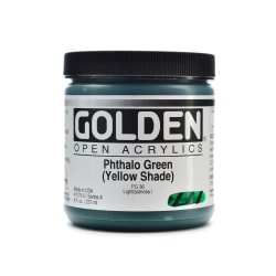 Golden OPEN Acrylic Paint, 8 Oz Jar, Phthalo Green (Blue Shade)