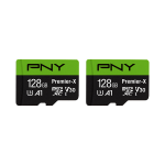 PNY Premier-X Class 10 U3 V30 100 Mbps microSDXC Flash Memory Cards, Pack Of 2 Memory Cards