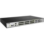 D-Link 28-Port Layer 3 Stackable Managed Gigabit Switch including 4 10GbE Ports - 4 Ports - Manageable - Gigabit Ethernet, 10 Gigabit Ethernet - 10/100/1000Base-TX, 10GBase-SR, 10GBase-LRM, 10GBase-LR - 3 Layer Supported - Modular - 24 SFP Slots