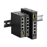 D-Link DIS 100G-5SW - Switch - unmanaged - 4 x 10/100/1000 + 1 x 100/1000 SFP - DIN rail mountable, wall-mountable