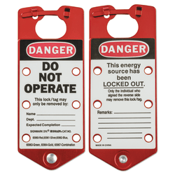 Labeled Lockout Hasps, 3 in W x 7 1/4 in L, Red