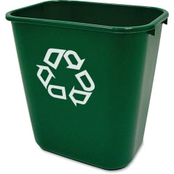 Rubbermaid Commercial Deskside Recycling Container - 7.03 gal Capacity - Rectangular - 15in Height x 10.2in Width - Plastic - Green - 12 / Carton