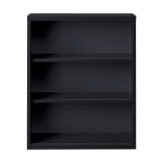 Hirsh 42inH 3-Shelf Metal Bookcase, Black