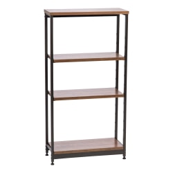 IRIS Tall Wood And Metal Shelf, Brown/Black