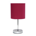 Creekwood Home Nauru Petite Metal Stick Table Lamp, 11-7/8inH, Wine Shade/Chrome Base