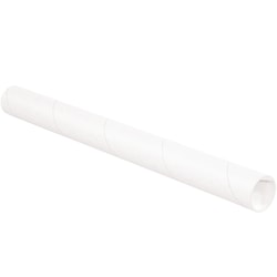 Partners Brand White Mailing Tubes With Plastic Endcaps, 2in x 15in, 80% Recycled, Pack Of 50