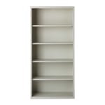 Hirsh 72inH 5-Shelf Metal Bookcase, Light Gray