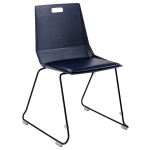 National Public Seating LuvraFlex Polypropylene Stacking Chairs, Blue Padded/Black, Pack Of 4 Chairs