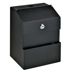 Mail Boss Comment/Suggestion Box, 9-1/2inH x 7inW x 6inD, Black