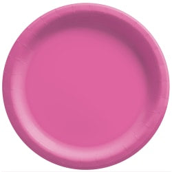 Amscan Round Paper Plates, 8-1/2in, Bright Pink, Pack Of 150 Plates