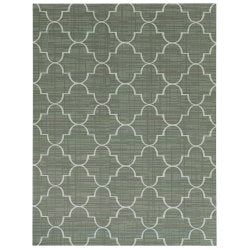 Foss Floors Area Rug, 6ftH x 8ftW, Roman, Green/White