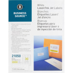 Business Source Bright White Premium-quality Address Labels - 1in Width x 2 5/8in Length - Permanent Adhesive - Rectangle - Laser, Inkjet - White - 30 / Sheet - 100 Total Sheets - 3000 / Pack - Jam-free