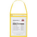 C-Line Hanging Strap Shop Ticket Holder - 12in x 9in x 16in - Vinyl - 15 / Box - Yellow