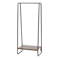 IRIS Metal Garment Rack With Wood Shelf, 59inH x 25-3/16inW x 15-3/4inD, White/Dark Brown