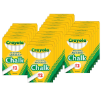 Crayola Anti-Dust Chalkboard Chalk, 3/8in, White, 12 Sticks Per Box, Set Of 24 Boxes