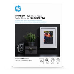 HP Premium Plus Photo Paper for Inkjet Printers, Glossy, 4in x 6in, 80 Lb., Pack Of 100 Sheets (CR668A)