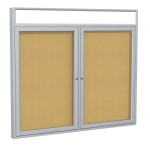 Ghent Headliner Cork Bulletin Board, 2 Doors, 36in x 48in, Satin Aluminum Frame