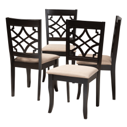 Baxton Studio Daria Fabric And Finished Wood 2-Piece Dining Chair Set, Warm Gray/Dark Brown