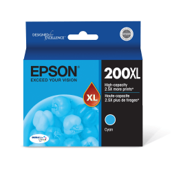 Epson 200XL DuraBrite Ultra High-Yield Cyan Ink Cartridge, T200XL220-S