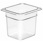 Cambro Camwear Polycarbonate 1/6 Size Food Pans, Clear, Pack Of 6 Pans