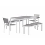 KFI Studios Eveleen 5-Piece Outdoor Patio Set, 45-4/8inH x 30inW x 30inD, White/Grey