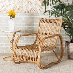 bali & pari Neola Natural Rattan 2-Piece Dining Chair Set, Natural Brown