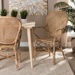 bali & pari Blanca Rattan Accent Chair, Natural Brown