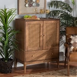 Baxton Studio Ramiel 31inW 1-Drawer Sideboard, Natural Brown/Gold