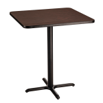 National Public Seating Square Cafe Table, 42inH x 36inW x 36inD, Mahogany/Black