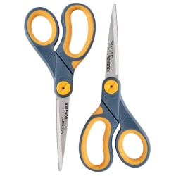 Westcott Titanium Bonded Non-Stick Scissors, 8in, Pointed, Gray/Yellow, Pack Of 2