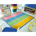 Joy Carpets Kids Essentials Rectangle Area Rug, Blocks Abound, 5-1/3ft x 7-33/50ft, Pastel