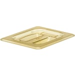 Cambro H-Pan High-Heat GN 1/8 Covers With Handles, 15/16inH x 5-1/4inW x 6-3/8inD, Amber, Pack Of 6 Covers