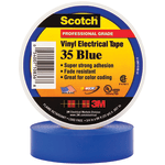 3M 35 Color-Coded Vinyl Electrical Tape, 1.5in Core, 0.75in x 66ft, Blue, Pack Of 10