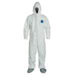 DuPont Tyvek Coveralls With Attached Hood And Boots, Large, White, Pack Of 25 Coveralls