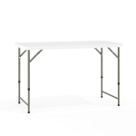 Flash Furniture Height-Adjustable Bi-Fold Plastic Folding Table, 29-1/4inH x 23-3/4inW x 47-3/4inD, Granite White