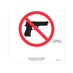 ComplyRight State Specialty Poster, Concealed Carry Prohibited Sign, English, Illinois, 6in x 6in