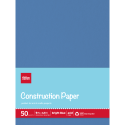 Office Depot Brand Construction Paper, 9in x 12in, 100% Recycled, Red, Pack Of 50 Sheets